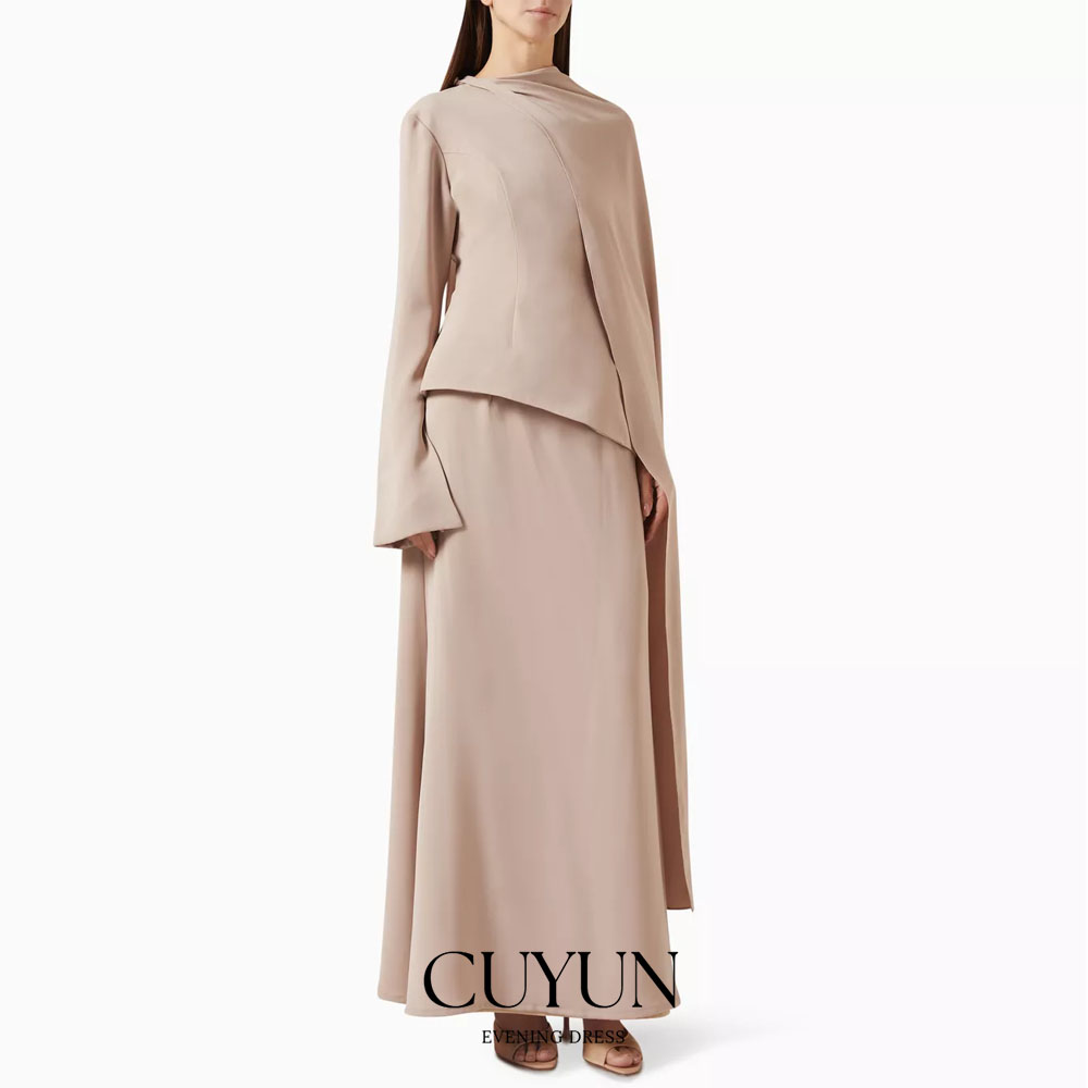 Women'S Formal Wear Wedding Guest - CUYUN Customized Khaki Modest Ankle-Length Prom