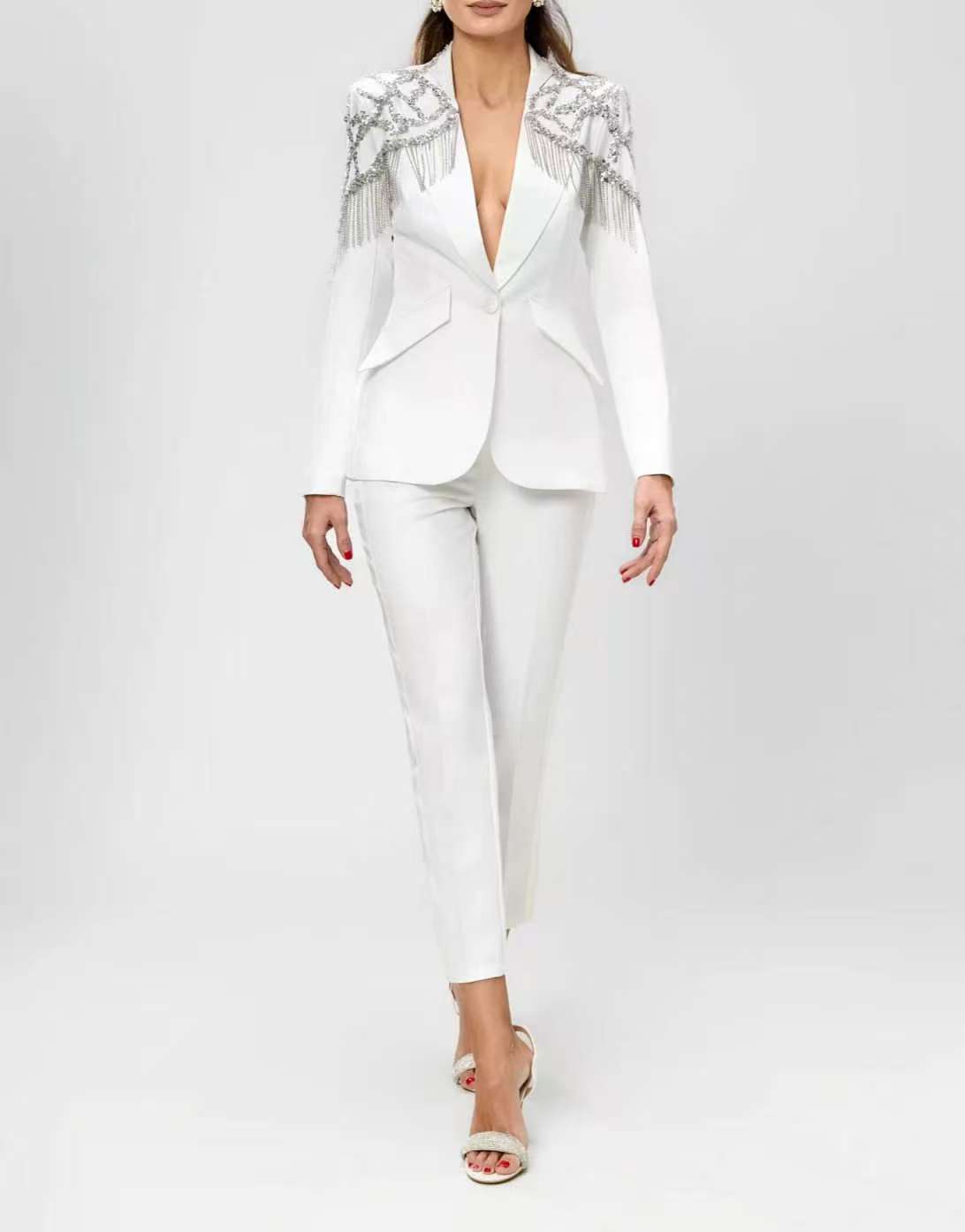 Women'S Formal Wear Wedding Guest - Crystals Beading Women Suit Set 2