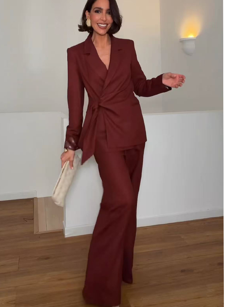 Women Formal Wear Set - Fashion Office Ladies Blazer Pants Suit