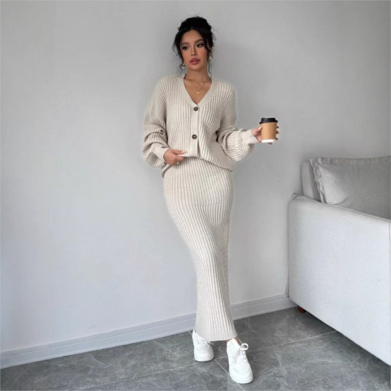 Women'S Formal Wear Cardigan - Womens Knitted Sweater Long Skirt Two