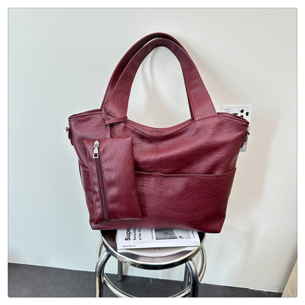Structured Handbag Work - Soft Synthetic Leather Tote Bag Large