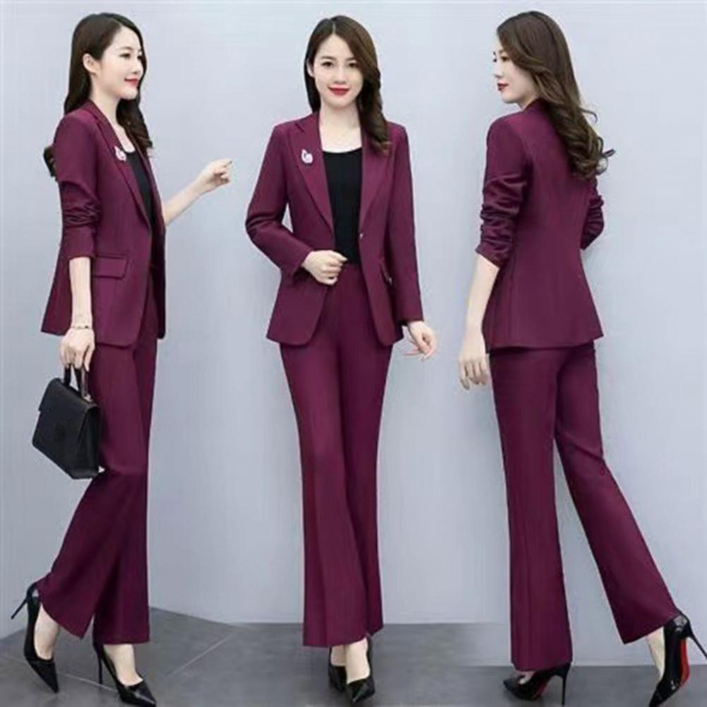 Women Formal Wear Set - 2 Pcs/Set Lady Formal Coat Pants
