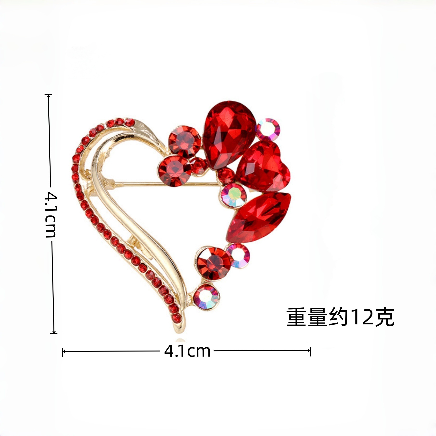 Red Crystal Open Heart Brooch  - đánh giá và giá Women'S Formal Day Wear