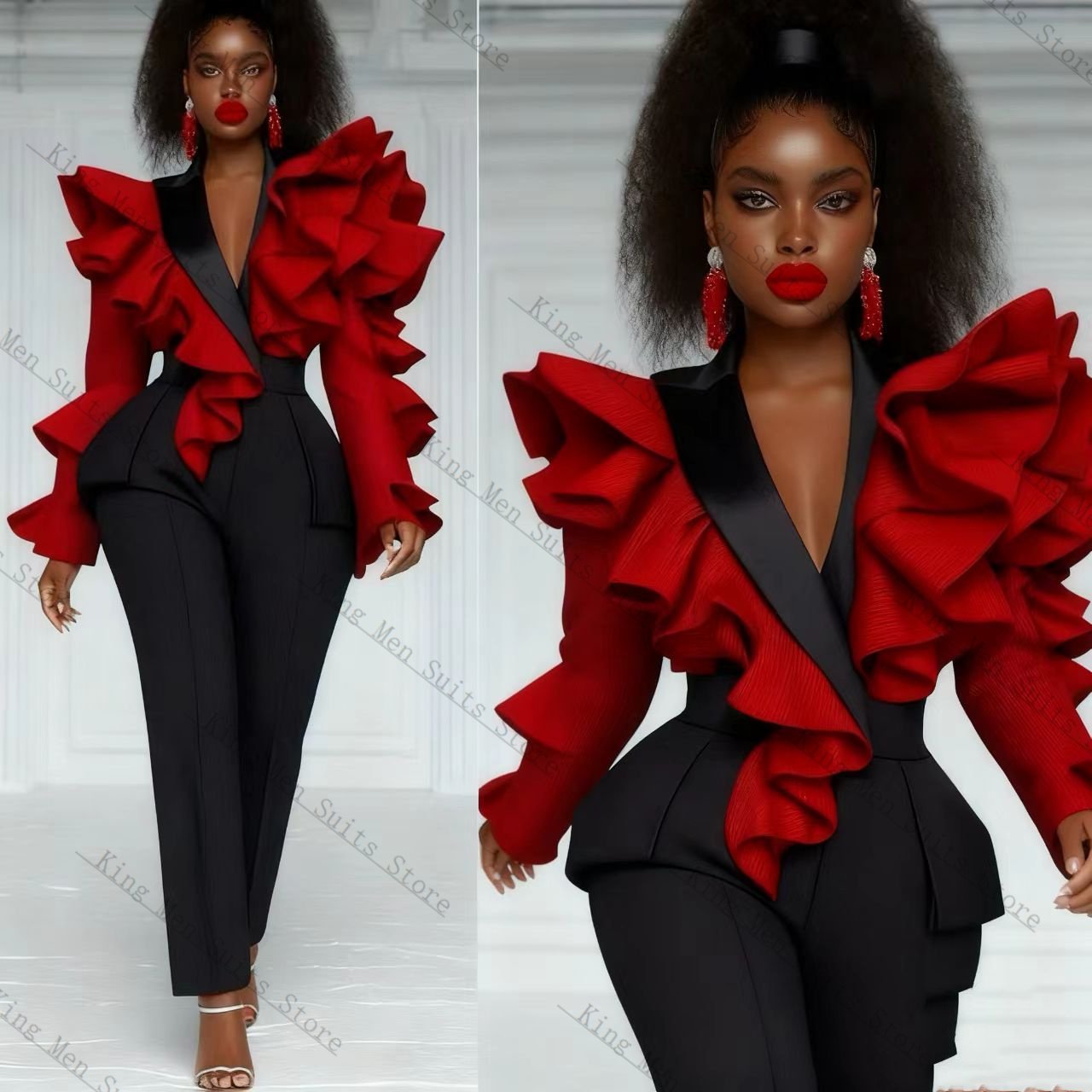 Red Black Women Suit Set 2 Pcs - đánh giá và giá Women'S Formal Wear Wedding Guest
