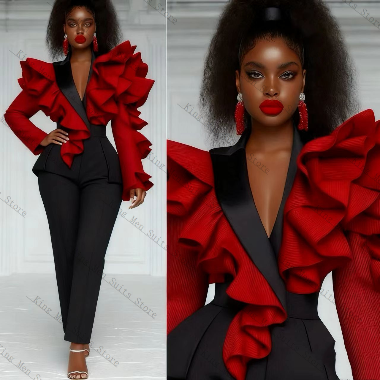 Red Black Women Suit Set 2 Pcs - đánh giá và giá Women'S Formal Wear Wedding Guest