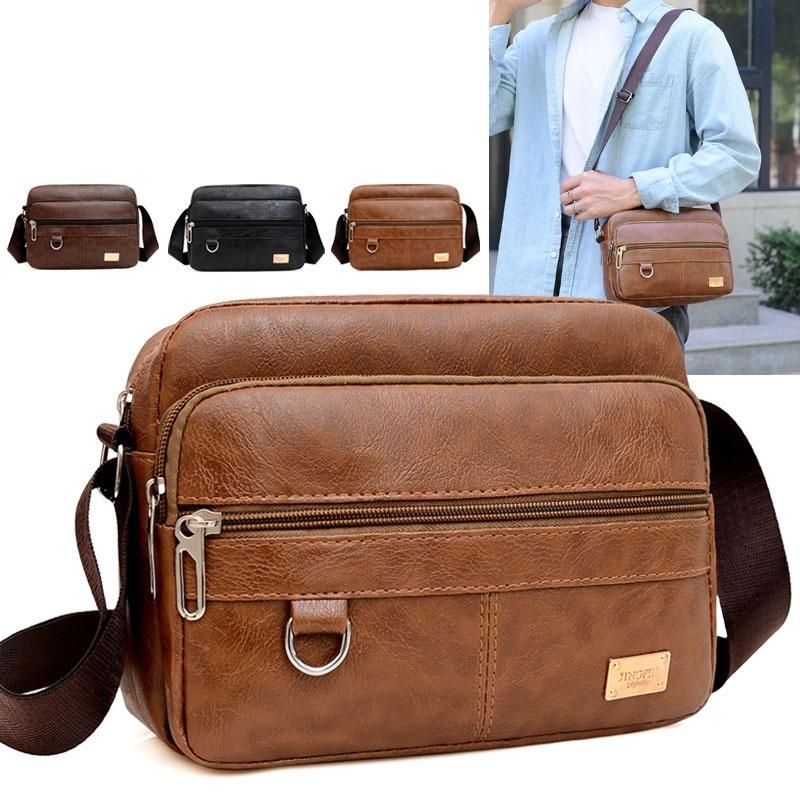 Leather Men's Sling Bag Messen - đánh giá và giá Structured Handbag Work