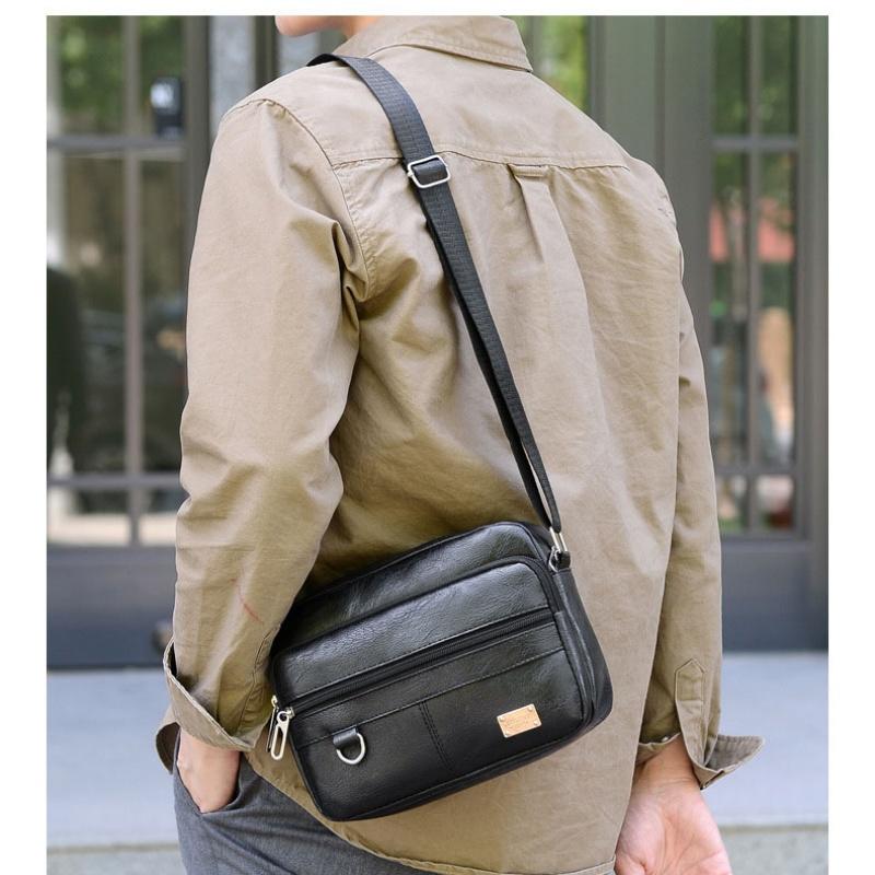 Leather Men's Sling Bag Messen - đánh giá và giá Structured Handbag Work