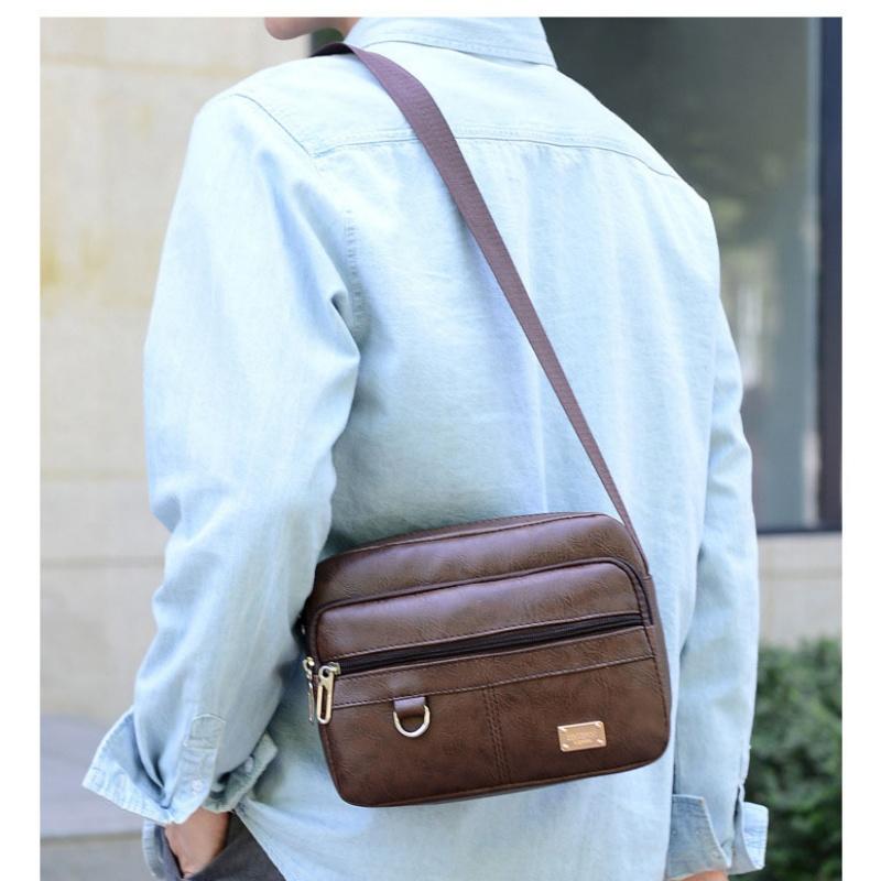 Leather Men's Sling Bag Messen - đánh giá và giá Structured Handbag Work
