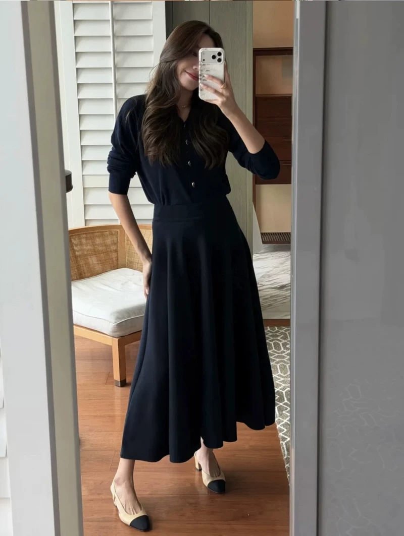 New Autumn Women Wool Silk Ble - đánh giá và giá Women Formal Wear With Skirt