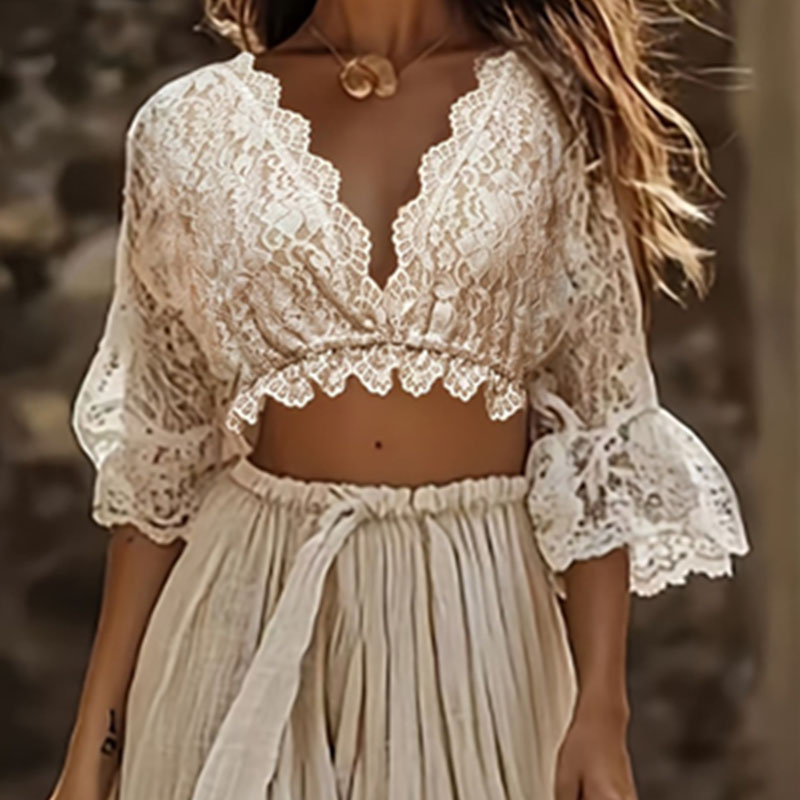 Womens Bohemian Lace Two Piece - đánh giá và giá Women Formal Wear Set