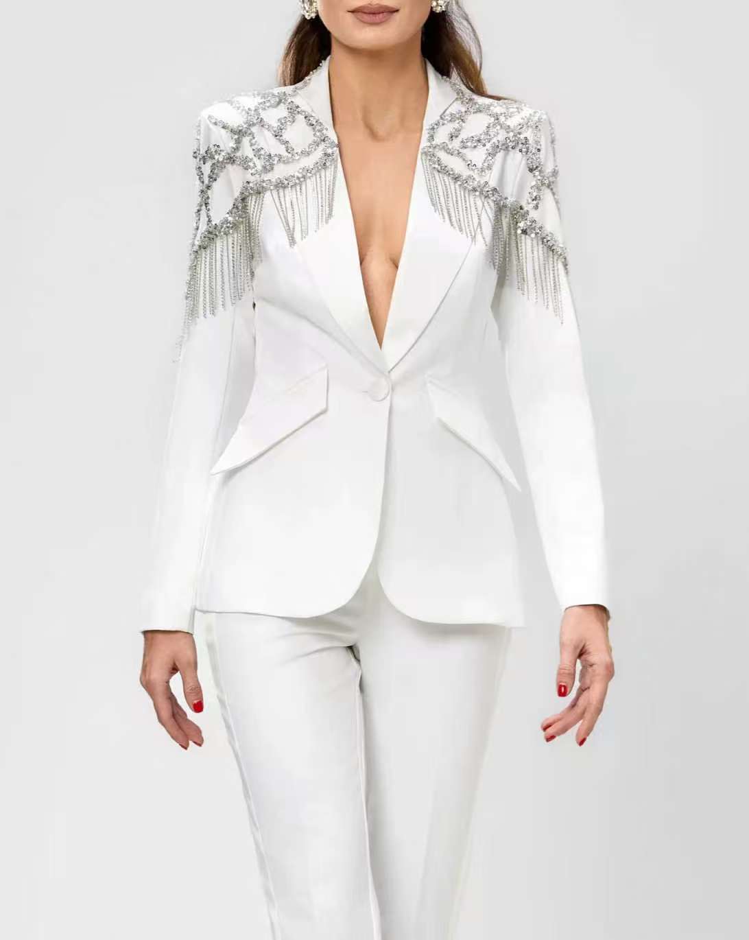Crystals Beading Women Suit Se - đánh giá và giá Women'S Formal Wear Wedding Guest