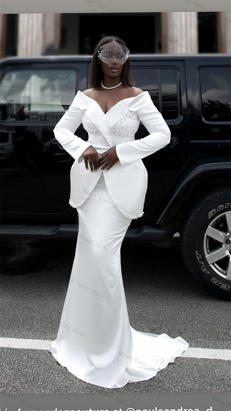 White Pearls Women Suit Skirt  - đánh giá và giá Women Formal Wear With Skirt