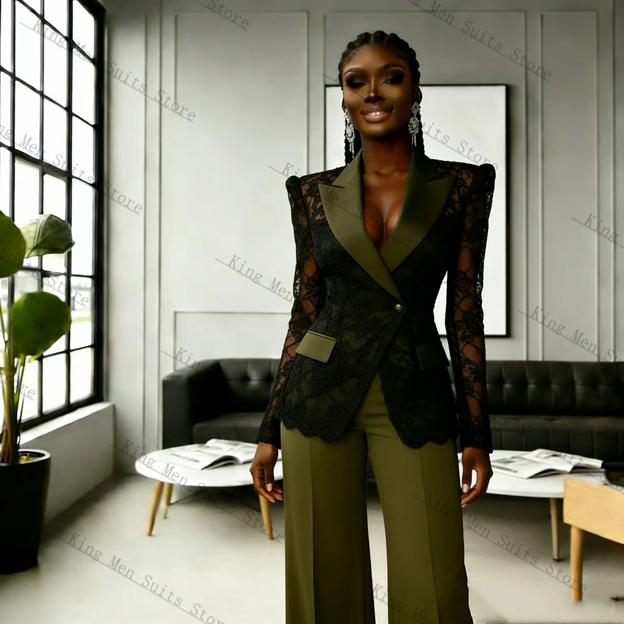 Green Black Lace Women Suit Se - đánh giá và giá Women'S Formal Wear Wedding Guest