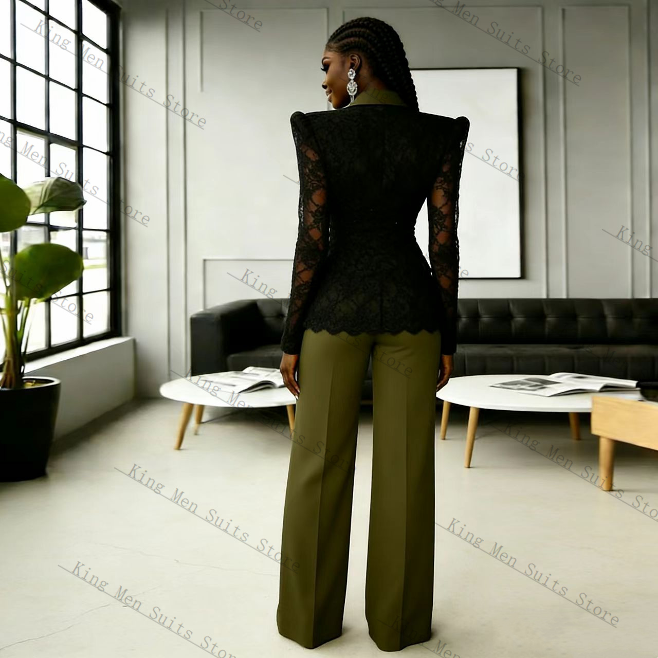 Green Black Lace Women Suit Se - đánh giá và giá Women'S Formal Wear Wedding Guest