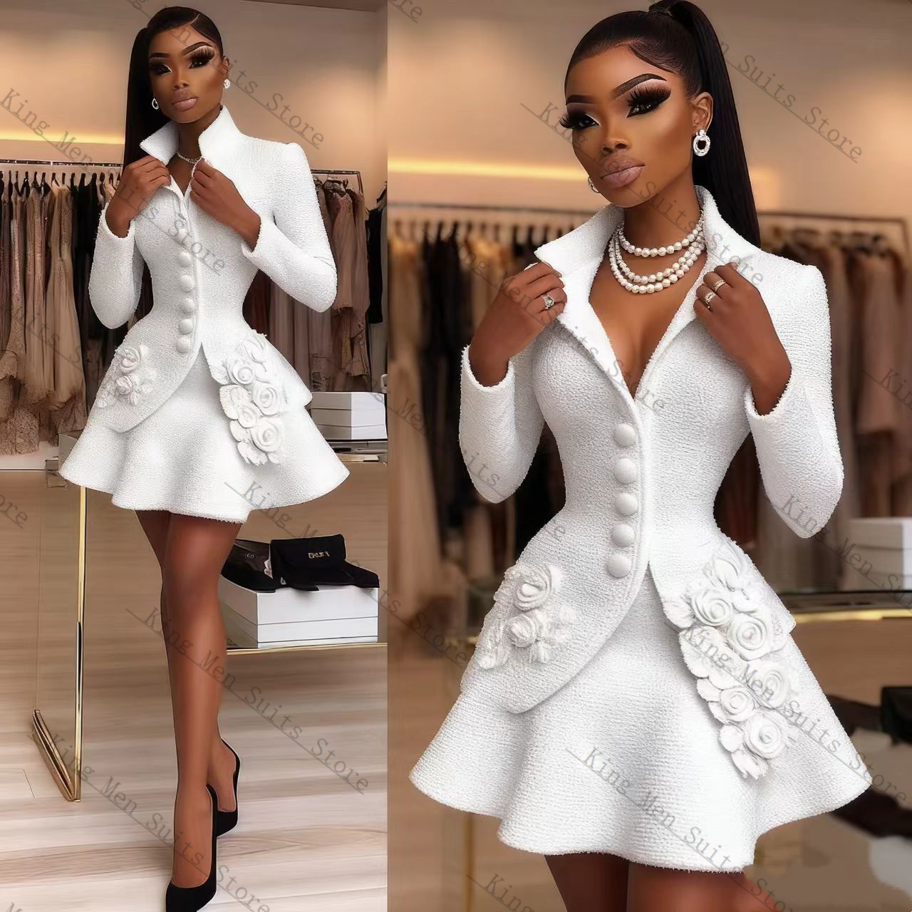 Luxury White Women Suit Set 2  - đánh giá và giá Women'S Formal Wear Wedding Guest