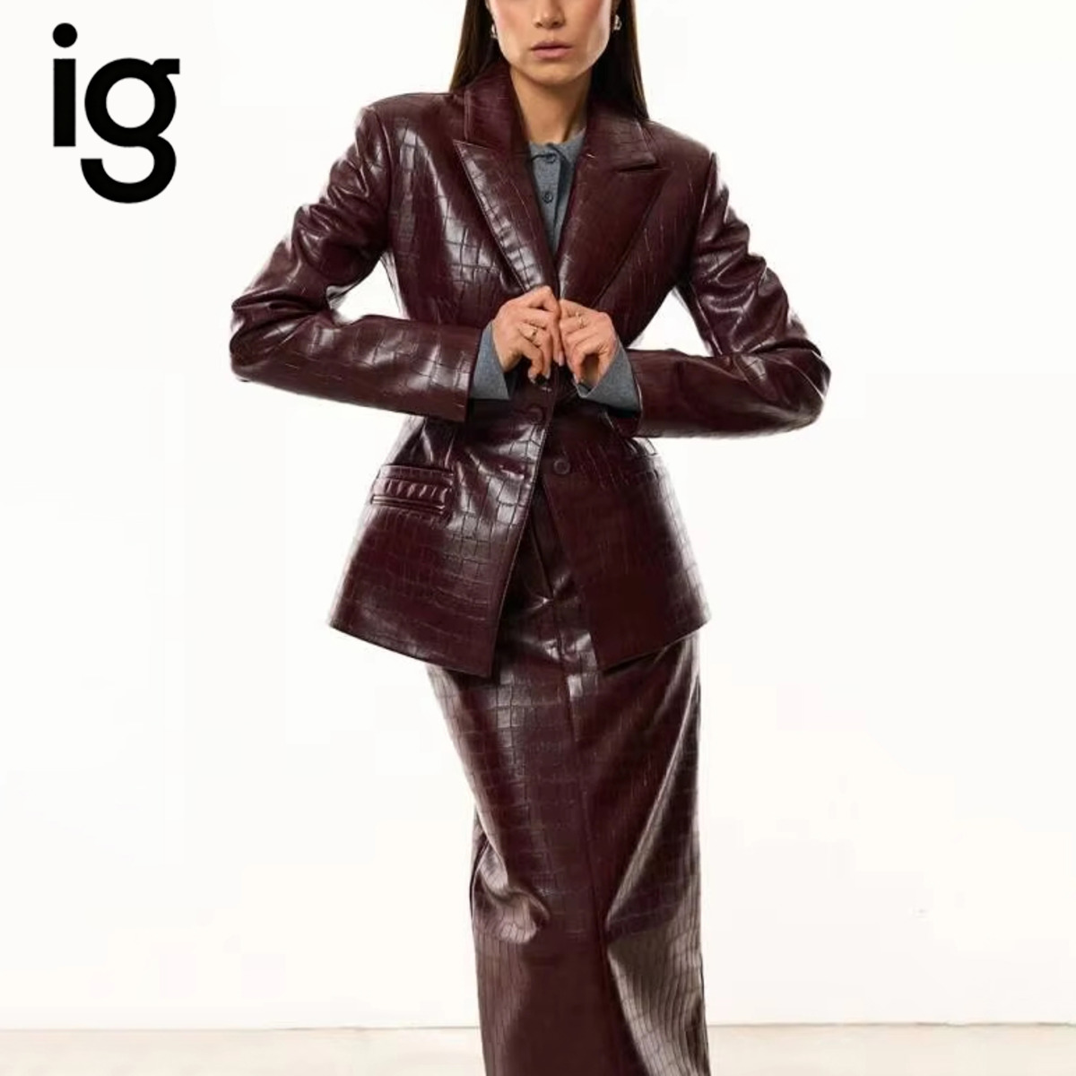 IG Women Burgundy Croc Faux Le - đánh giá và giá Women Formal Wear Set