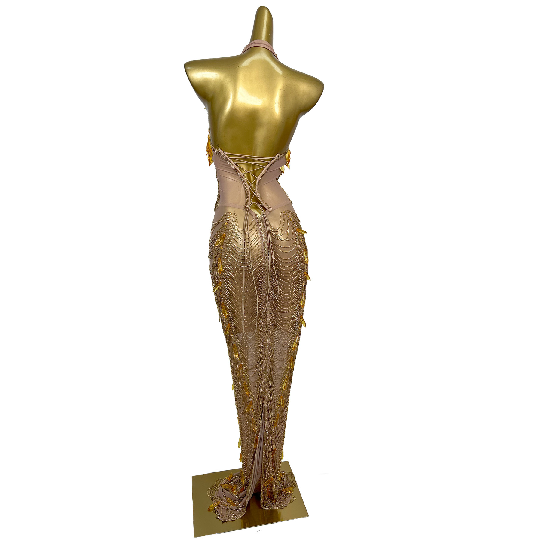 Gold Backless Diamond Tassel E - đánh giá và giá Women Formal Wear For Plus Size