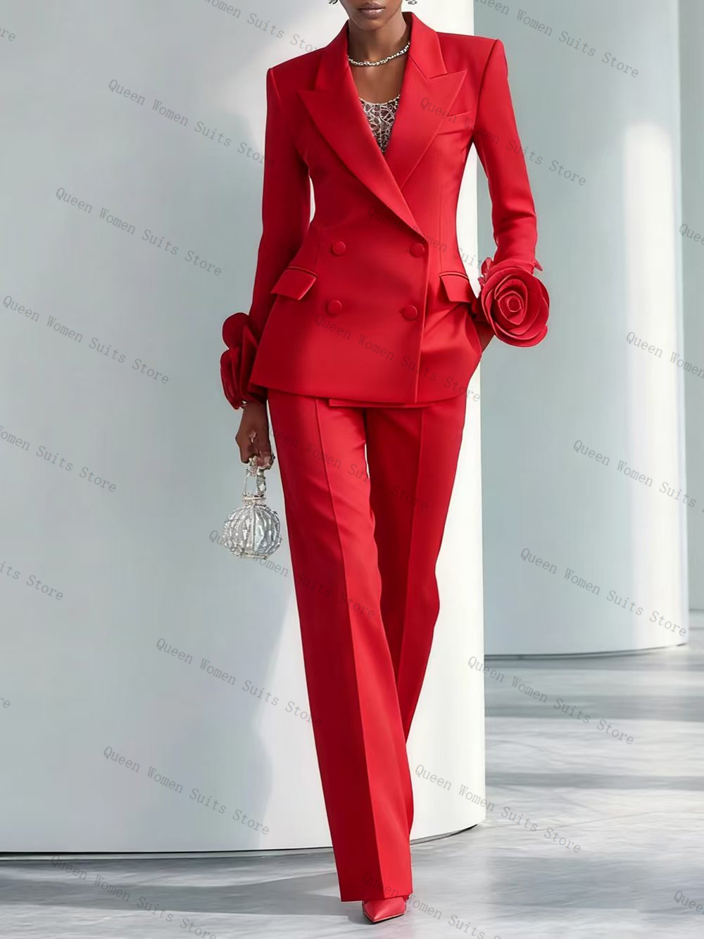 Luxury Red Women Suit Set 2 Pc - đánh giá và giá Women'S Formal Wear Wedding Guest