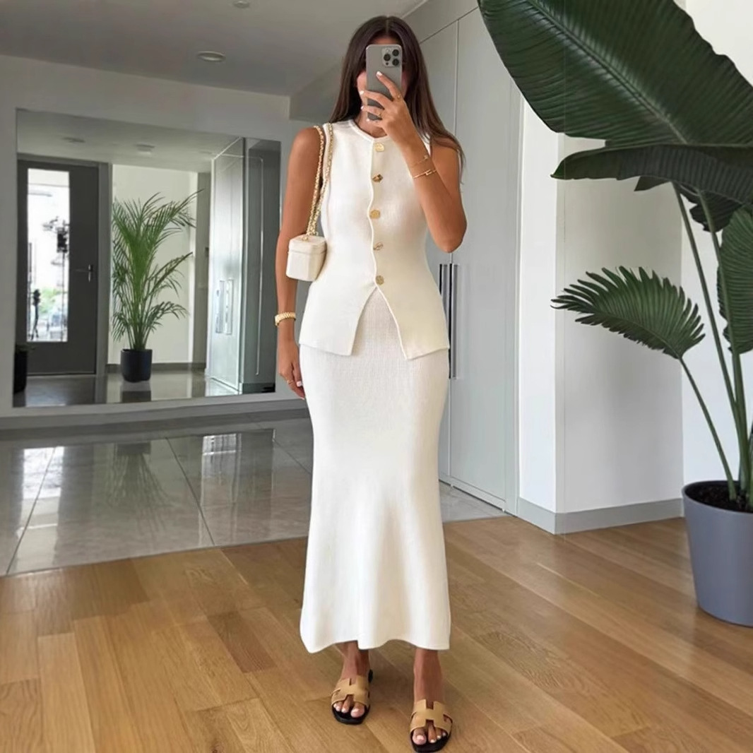 Round-neck Single-breasted Sle - đánh giá và giá Women Formal Wear With Skirt