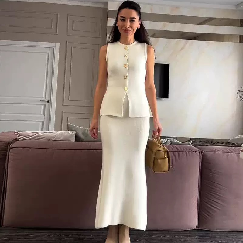 Round-neck Single-breasted Sle - đánh giá và giá Women Formal Wear With Skirt