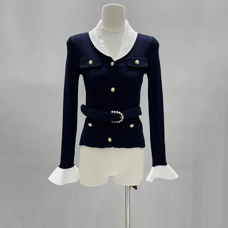 Contrasting-color V-neck fitte - đánh giá và giá Women'S Formal Wear Cardigan