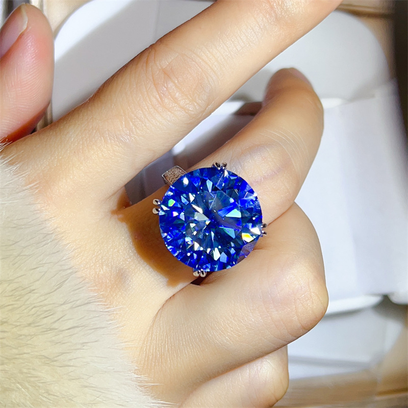 925 Silver 20CT Blue Moissanit - đánh giá và giá Large Women'S Formal Wear