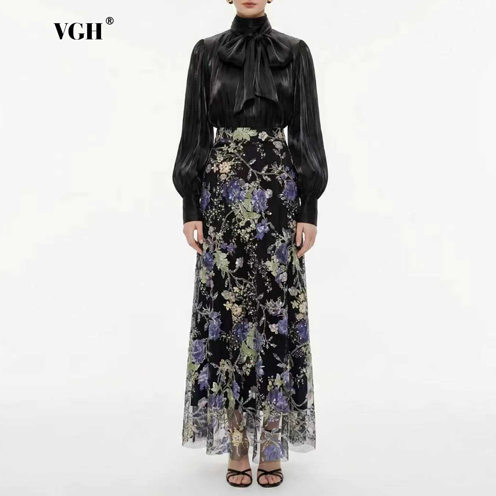 VGH Elegant Chic Black Floral  - đánh giá và giá Women Formal Wear With Skirt